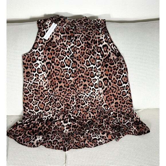 Three Eight Two Leopard Cheetah Print Ladies Sleeveless Shirt, Size Large, NWT - Picture 1 of 7